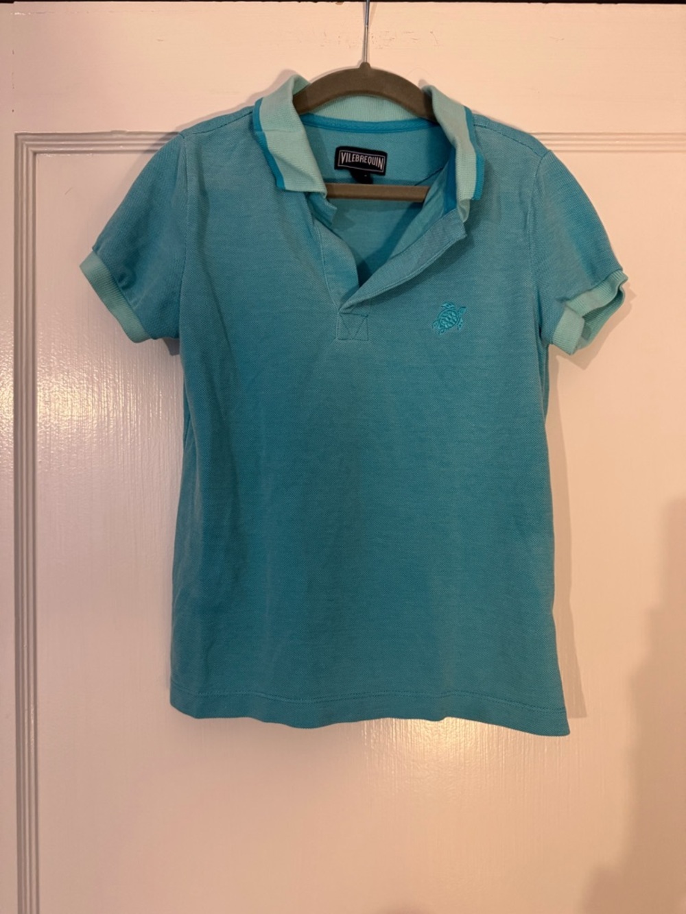 Vilebrequin Girls' Aqua Blue Polo with Contrast Collar